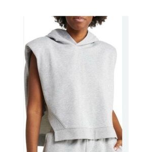 ALO YOGA Cropped Headliner Shoulder Pad‎ GraySleeveless Hoodie Womens small
